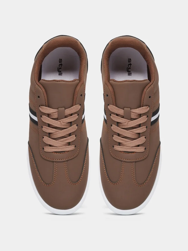 Men Brown Lace-Up Sneakers - 4
