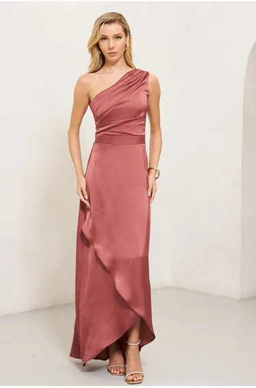 TFNC Delali One Shoulder Mulberry Maxi Dress