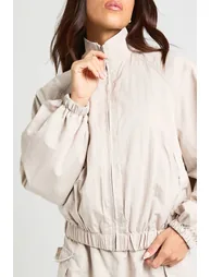 Funnel Neck Bomber Jacket - stone - 3