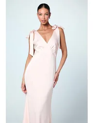Coast Honoured Satin Back Crepe V Neck Tie Shoulder Maxi Dress - 1