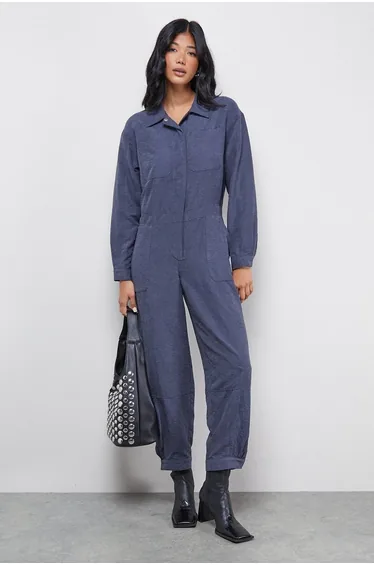 Petite Peach Satin Utility Boilersuit Jumpsuit