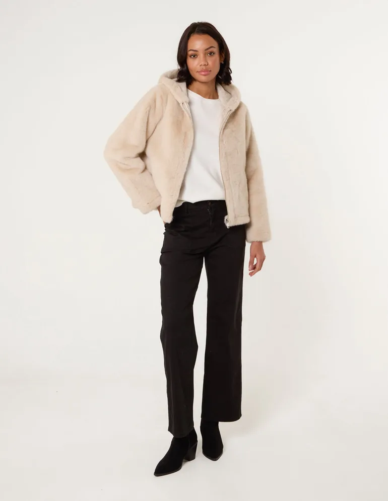 Faux Fur Hooded Jacket - 1