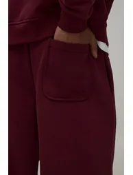 Heavyweight Wide Leg Joggers - burgundy - 2