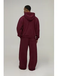 Heavyweight Wide Leg Joggers - burgundy - 1