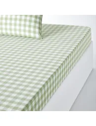 Veldi Green Gingham Check 100% Cotton Fitted Sheet