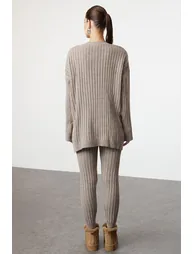 Mink Corduroy Trousers Knitwear Bottom-Top Set - 3