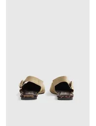 Beige Faux Suede Point Toe Flats - 2