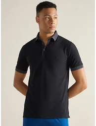 Men Black Jacquard Collar Knitted Polo - 1