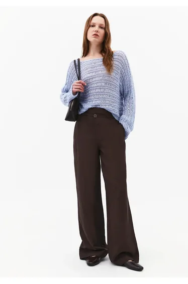 Ajour Standard Boat Neck Knit Sweater - HALOGEN BLUE