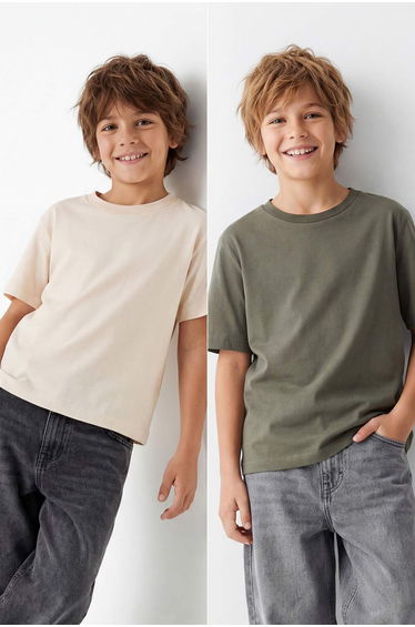 Khaki-Stone Plain Knitted T-Shirt product thumbnail 2