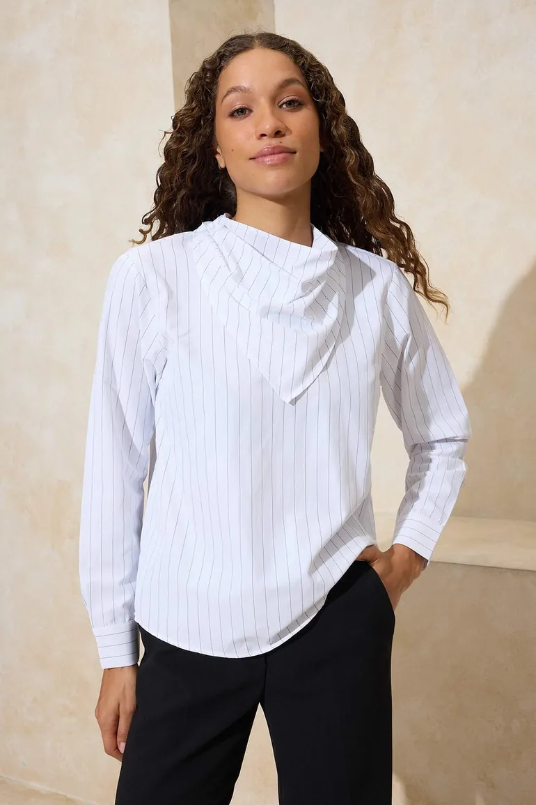 Black-White Woven Blouse - 1