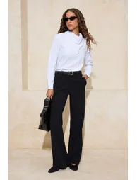 Black-White Woven Blouse