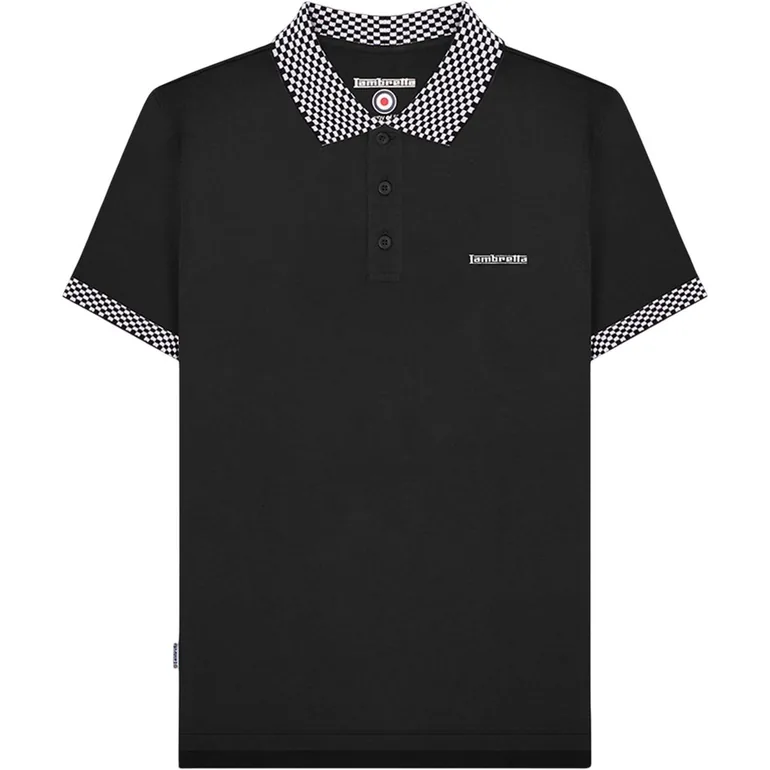 Lambretta Mens Two Tone Badge Polo Shirt - Black