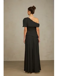 Adèle creased top & trousers matching set in Black - 1