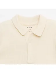 2-piece Waffle Knit Polo and Shorts Set WHITE - 1
