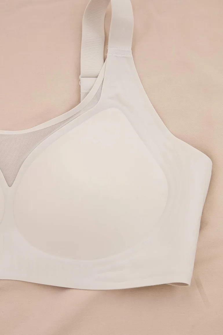 Grey Seamless Laser Cut Invisible/Ghost Wire-Free Covered Bralette Plus Size Bra - 4
