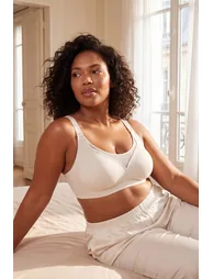 Grey Seamless Laser Cut Invisible/Ghost Wire-Free Covered Bralette Plus Size Bra - 1