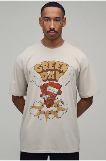 Oversized Green Day Dookie License T-Shirt - stone