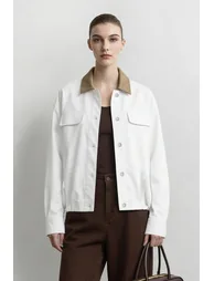 Color-Block Leather Lapel Jacket - 6