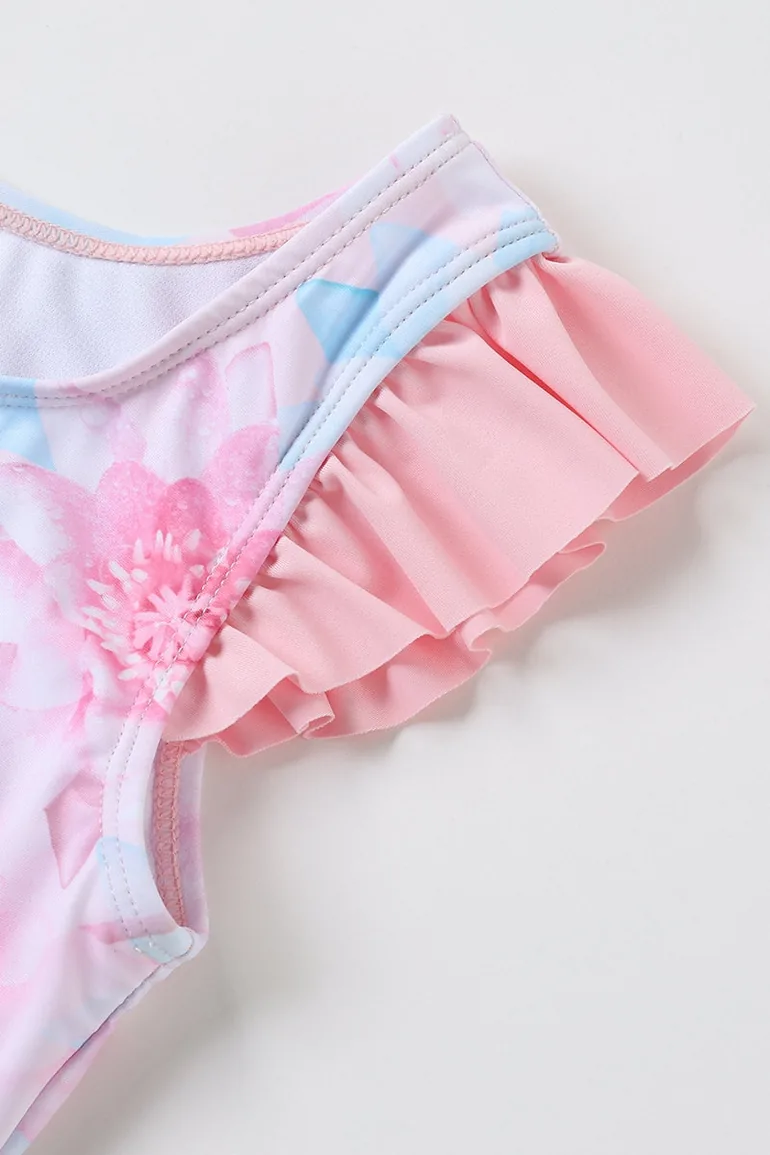 Floral Ruffle One Piece Swimsuit - 4