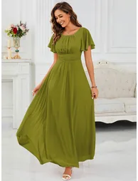 ever KIMORA|Maxi Chiffon Ruffles Sleeve Wedding Guest Dress - 3