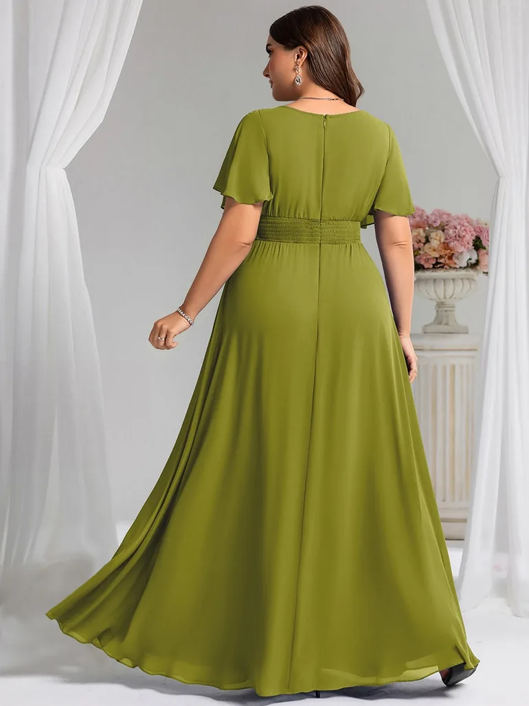 ever KIMORA|Maxi Chiffon Ruffles Sleeve Wedding Guest Dress - 6