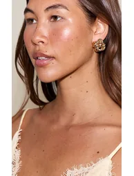 Gold Twisted Knot Stud Earrings