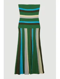 Striped Bardot Knit Maxi Dress - 3