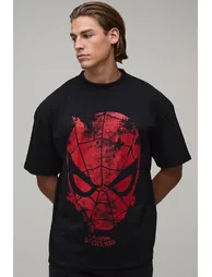 Oversized SpiderMan Classic License Print T-Shirt - black