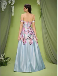Leely Elegant Off The Shoulder Sleeveless Evening Gown - 1