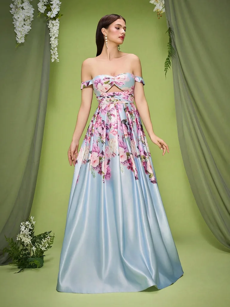 Leely Elegant Off The Shoulder Sleeveless Evening Gown - 3
