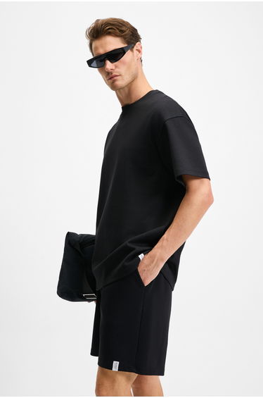 GRIMELANGE BAILEY Men's Elastic Waist, Single Back Pocket, Drawstring Relaxed Fit Black Shorts product thumbnail 3