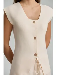 Sleeveless Button Front Knit Vest - 1