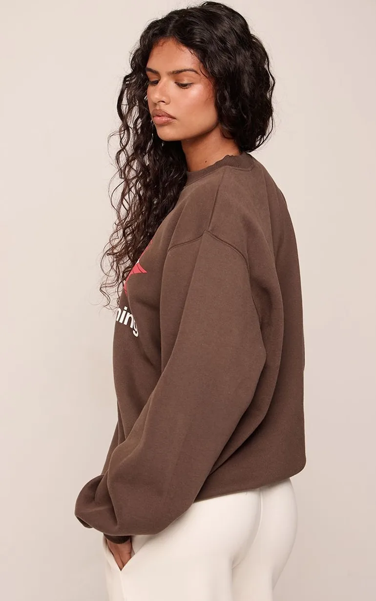 Chocolate PLT Star Print Pullover Sweatshirt - 2