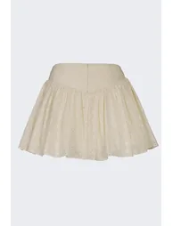 Bow-Detail Broderie Anglaise Mini Skirt in Ivory - 2