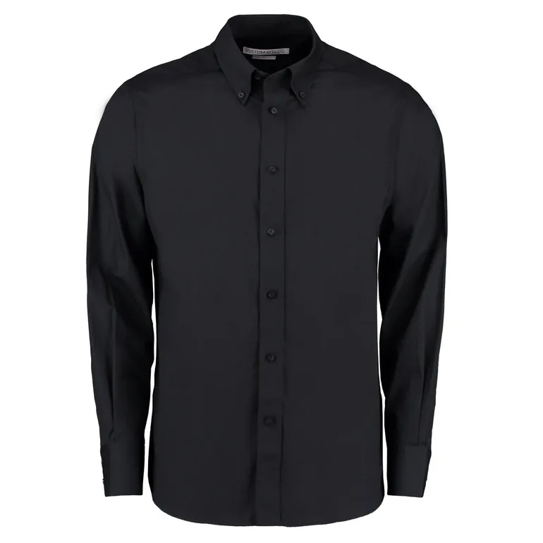 Kustom Kit Mens City Business Long-Sleeved Formal Shirt - Black