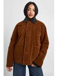 Boxy Suede Bomber Jacket - rust - 2
