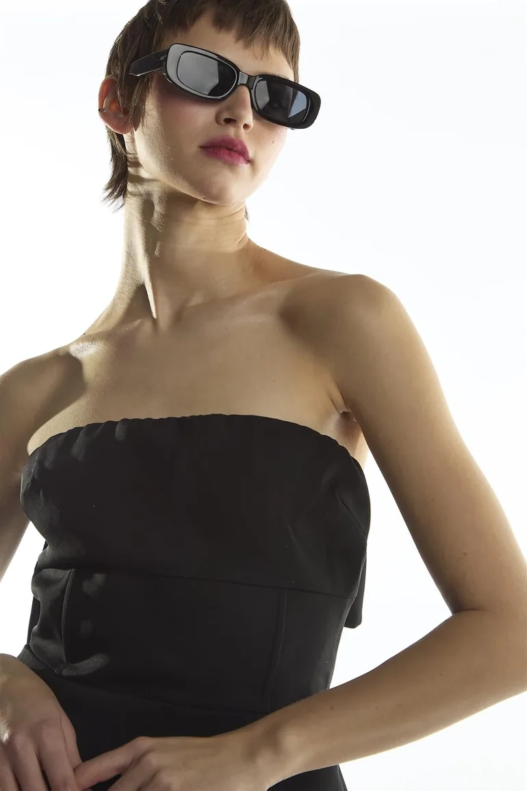 Black Bandeau Bow Mini-Dress - 3