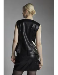 Black Faux-Leather Mini-Skirt - 1