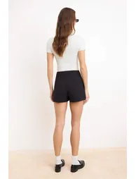 Black Mini Button Detailed Shorts Skirt Shorts & Bermuda - 3
