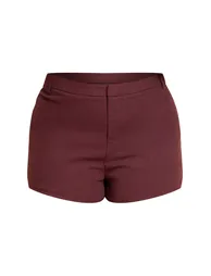 Plus Deep Chocolate Premium Linen Tailored Hot Pant - 5