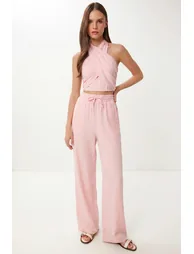 ISTANBUL Halter Blouse And Wide-Leg Trousers Set - 1