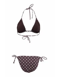 Polka Dot Triangle Covered Normal Waist Regular Bikini Set with Accessories - 7