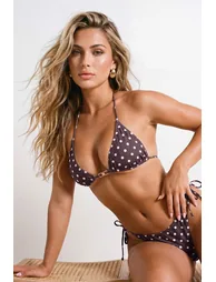 Polka Dot Triangle Covered Normal Waist Regular Bikini Set with Accessories