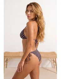 Polka Dot Triangle Covered Normal Waist Regular Bikini Set with Accessories - 4