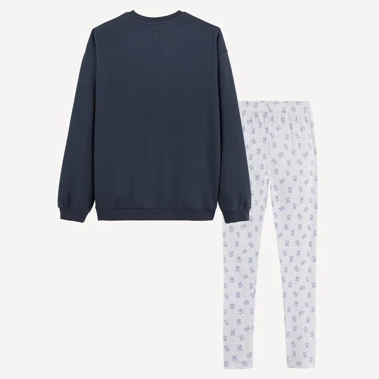 Teddy Bear Print Pyjamas, Fleece Sweatshirt and Leggings - 2