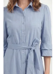 Petite Cotton Dobby Ruffle Shirt Dress - 2