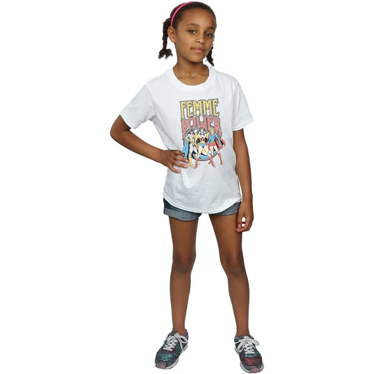DC Comics Girls Femme Power Cotton T-Shirt - White - 2