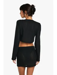 Crochet Mini Skirt With Built in Knickers - black - 2