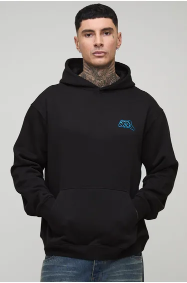 Tall Oversized Gothic Dove Rhinestone Graphic Hoodie - black